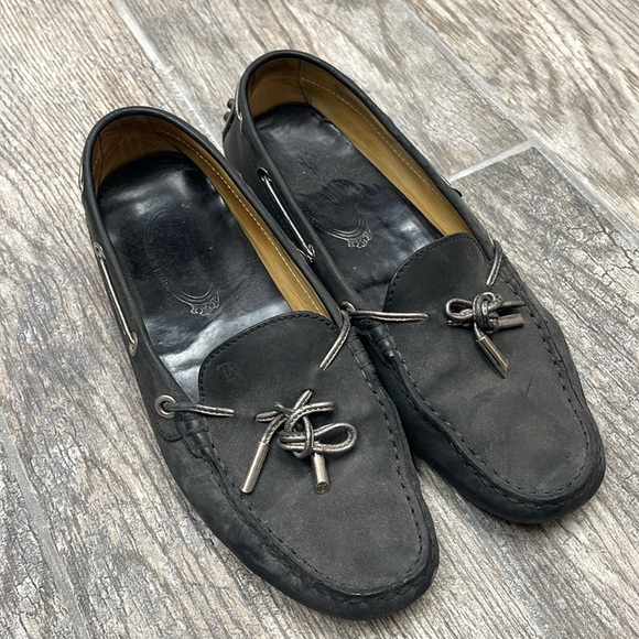 Women's TOD'S Loafers Size 38 Black/Grey - Picture 2 of 6